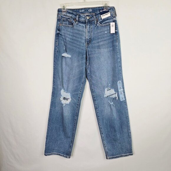 NWT OLD NAVY O.G. Loose Wide Leg Jeans MEDIUM WASH BLUE size 4 High Rise Classic - Picture 2 of 9
